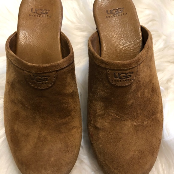 UGG Shoes - UGG Brown Suede Leather clogs with wood sole